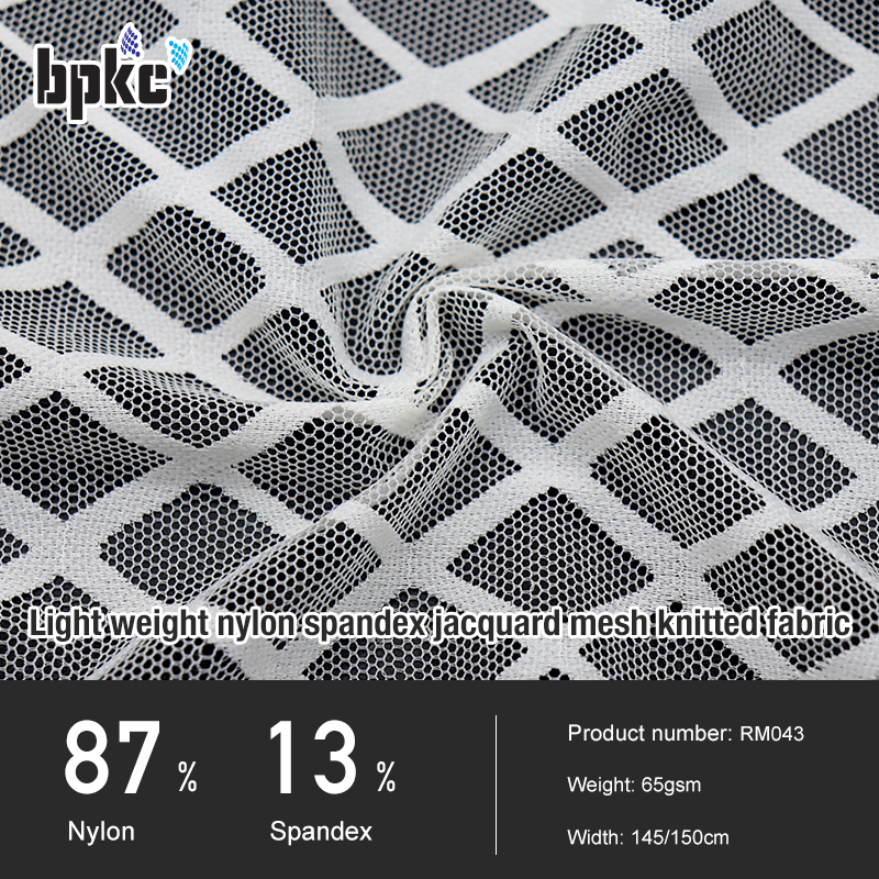Super light weight nylon spandex jacquard mesh knitted fabric factory